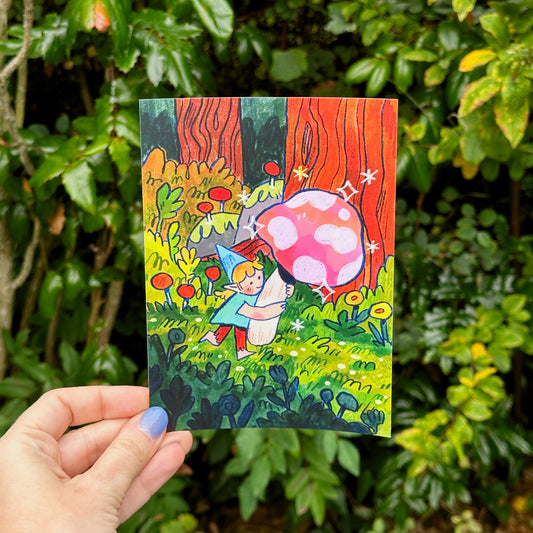 magical pink mushroom postcard ✶ september 2023